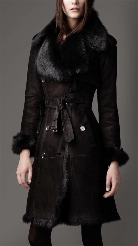 burberry black shearling vest|burberry coats for women.